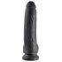 King Cock 9 - stor sugkoppsdildo med pung, svart (23 cm)