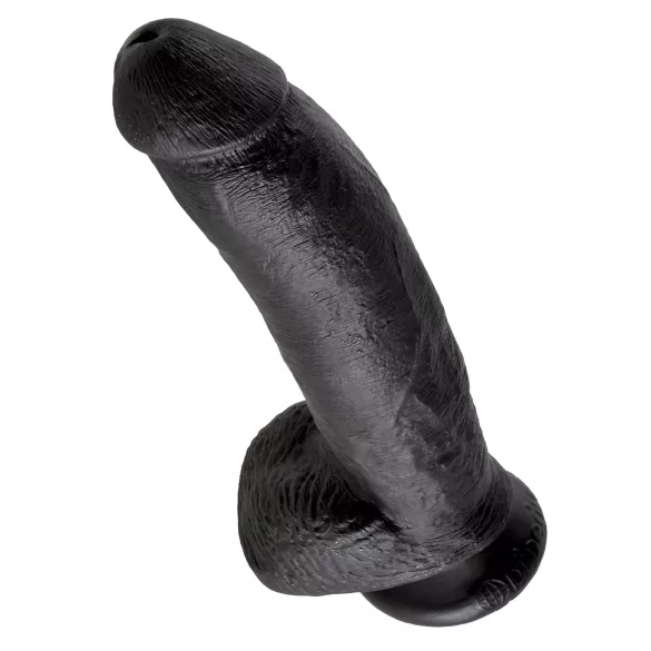 King Cock - dildo med pung och sugpropp 23 cm - svart