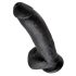 King Cock 9 - stor sugkoppsdildo med pung, svart (23 cm)