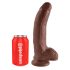 King Cock 9 - stort dildo med sugkopp och testiklar (23 cm) - brun