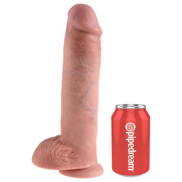 King Cock - dildo med sugpropp och pung - 28 cm - natur