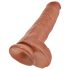 King Cock 11 - sugproppad dildo med pung (28 cm) - mörk natur