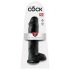 King Cock 11 - stor dildo med sugkopp och pung (28cm) - svart