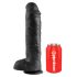King Cock 11 - stor dildo med sugkopp och pung (28cm) - svart