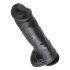 King Cock 11 - stor dildo med sugkopp och pung (28cm) - svart