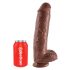King Cock 11 - Stor sugpropp dildos med pung (28cm) - brun