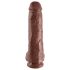 King Cock 11 - Stor sugpropp dildos med pung (28cm) - brun