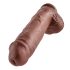 King Cock 11 - Stor sugpropp dildos med pung (28cm) - brun