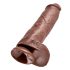 King Cock 11 - Stor sugpropp dildos med pung (28cm) - brun