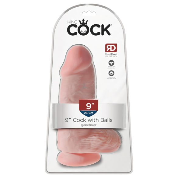 King Cock - dildo med sugkopp och pung - 23 cm - hudfärgad