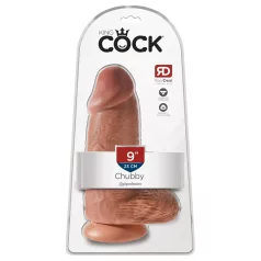 King Cock - dildo med sugkopp - 23 cm mörk natur