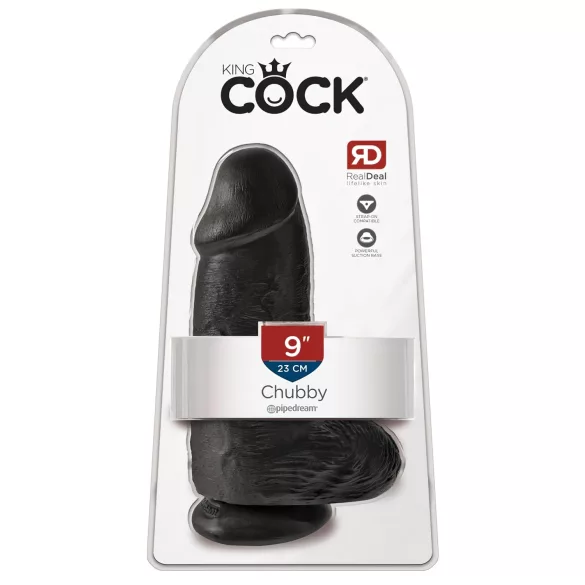 King Cock - dildo med sugkopp och pung - svart - 23cm