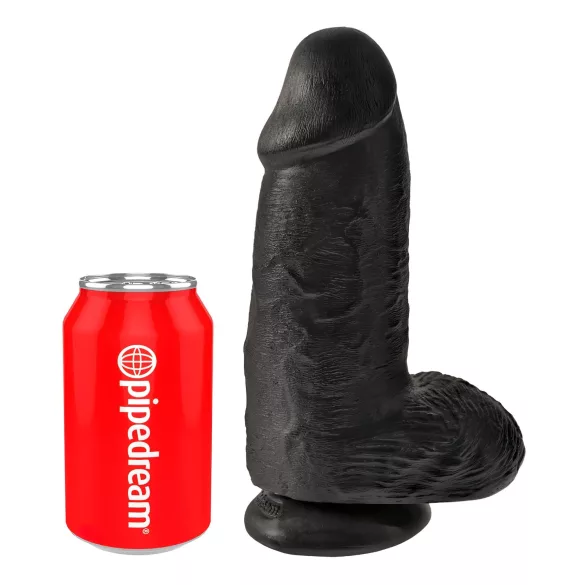 King Cock - dildo med sugkopp och pung - svart - 23cm
