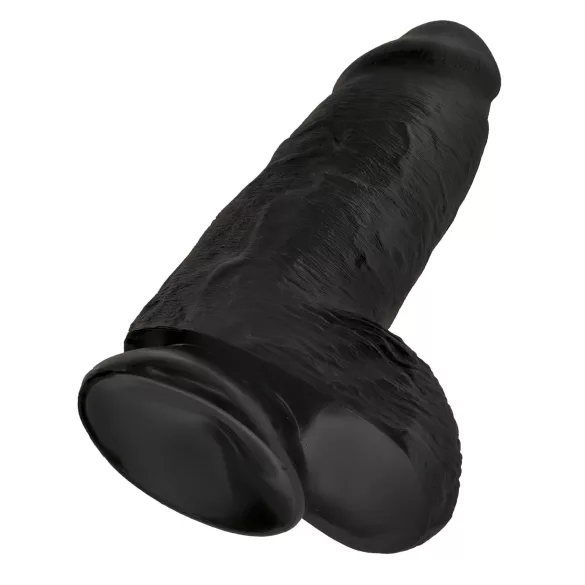 King Cock - dildo med sugkopp och pung - svart - 23cm