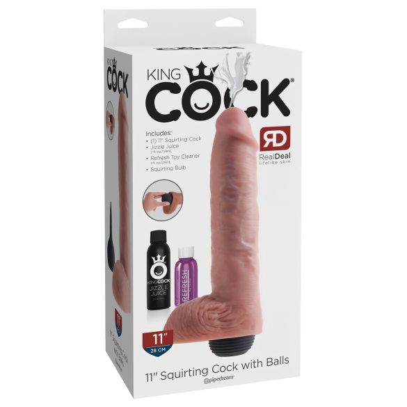 King Cock 11 - realistisk sprutande dildo (28 cm) - naturfärg