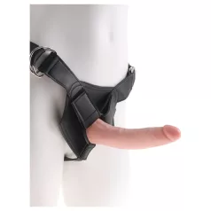 King Cock 7 - strap-on dildo med sele - svart