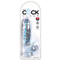   King Cock Clear 6 - sugkopp, med testiklar, mini dildo (15cm)