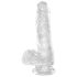 King Cock - dildo med sugpropp och pung - transparent 15 cm