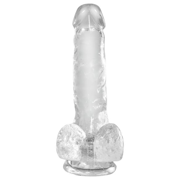 King Cock - dildo med sugpropp och pung - transparent 15 cm