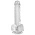 King Cock - dildo med sugpropp och pung - transparent 15 cm