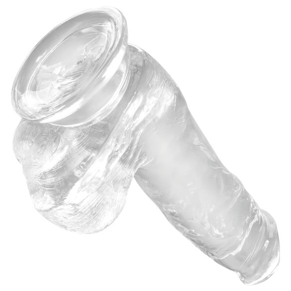 King Cock - dildo med sugpropp och pung - transparent 15 cm