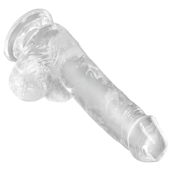 King Cock - dildo med sugpropp och pung - transparent 15 cm