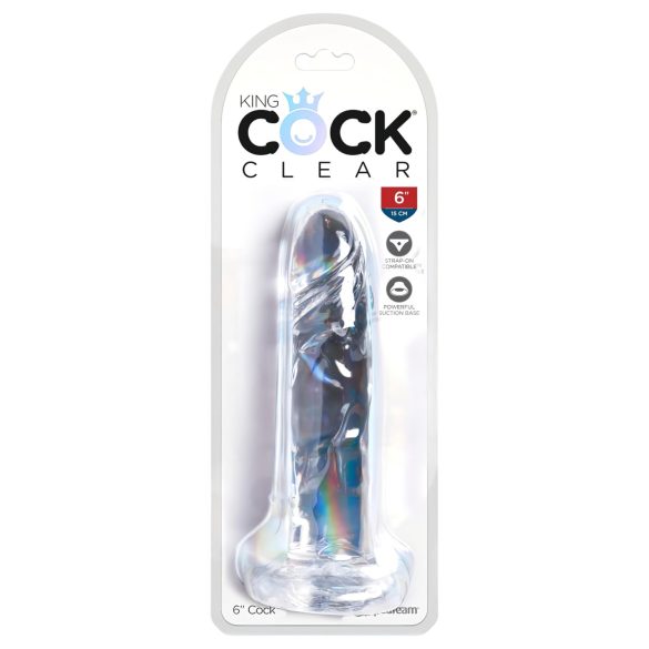 King Cock - dildo med sugkopp - transparent - 15 cm