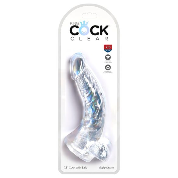 King Cock Clear 7,5 - Dildo med sugkopp och testiklar (19cm)