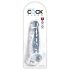 King Cock Clear 8 - Dildo med sugkopp och pung (20 cm)