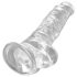 King Cock Clear 8 - Dildo med sugkopp och pung (20 cm)