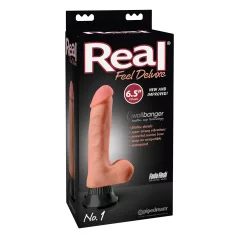   Real Feel Deluxe No.1 - dildo med pung - realistisk vibrator - hudfärgad