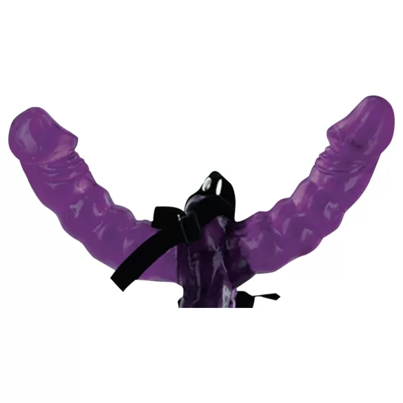 Fetish - strap-on dubbel dildo med sele - svart
