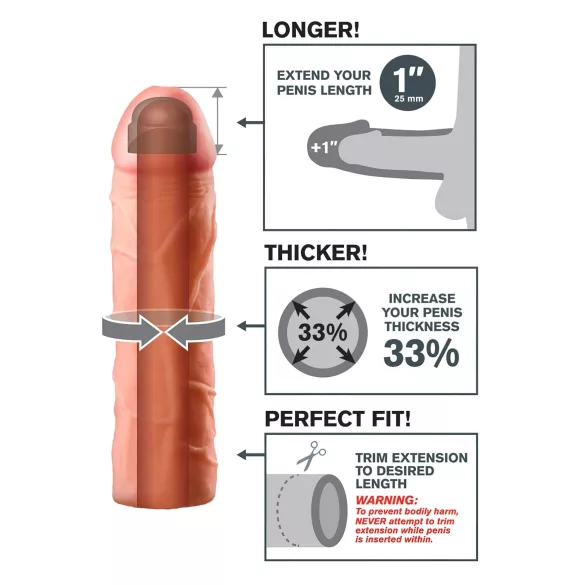 Pipedream - X-TENSION Perfect 1 - realistisk penishylsa (17,7 cm, naturell)