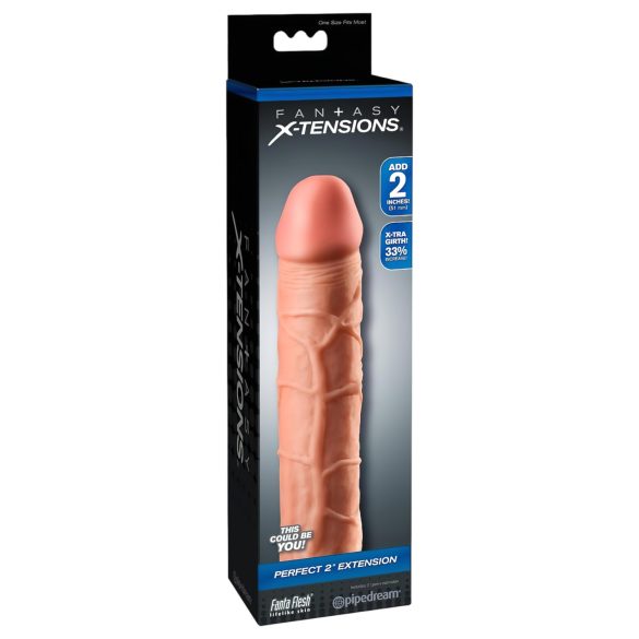 X-TENSION Perfect 2 - realistiskt penishylsa (20,3 cm) - naturfärg
