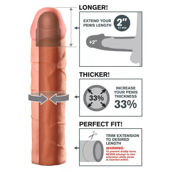 Pipedream - X-TENSION Perfect 2 - verklighetstrogen penishylsa (20,3 cm, naturell)