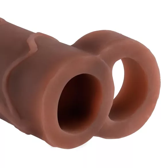 Pipedream X-TENSION Perfect 2 - penishölje med testikelring - mörk natur (19 cm)