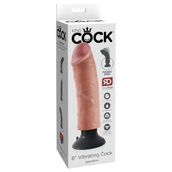 King Cock 8 - böjbar, realistisk vibrator (25 cm)