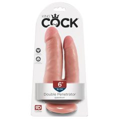   King Cock - dubbel dildo för dubbelpenetration - realistisk - naturfärg