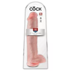   King Cock 15 - dildo med pung och sugkopp (38 cm, naturfärg)
