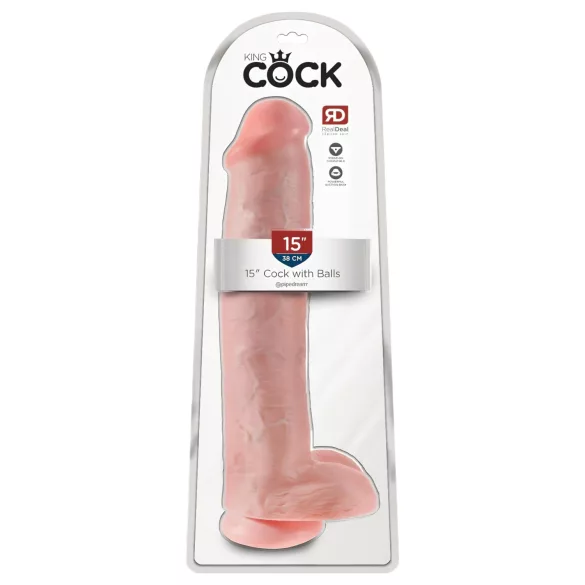 King Cock 15 - dildo med sugpropp och pung - 38cm - naturfärg