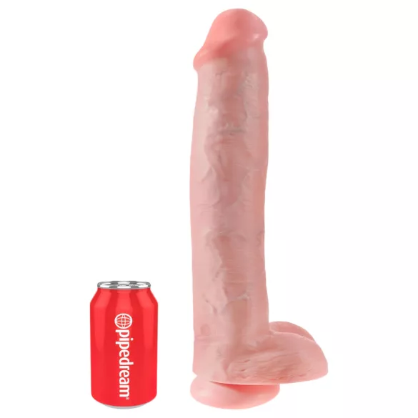 King Cock 15 - dildo med sugpropp och pung - 38cm - naturfärg