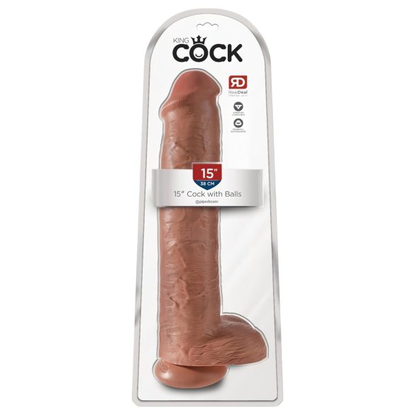 King Cock 15 - jätte dildo (38 cm) - mörk natur
