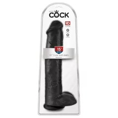 King Cock 15 - dildo med pung och sugkopp (38 cm, svart)