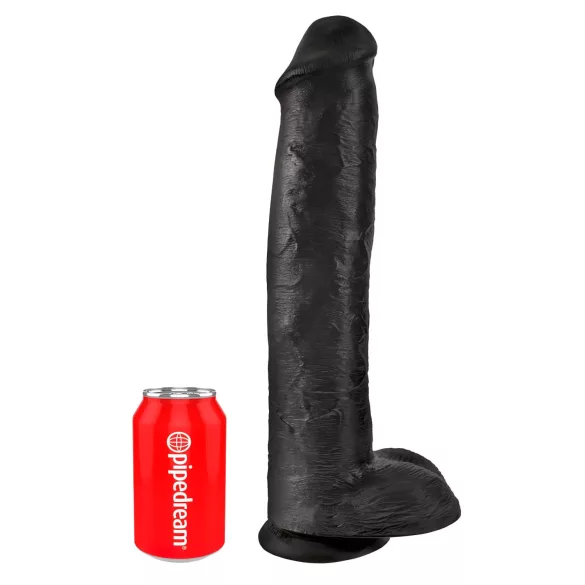 King Cock 15 - dildo med sugkopp och pung - svart 38cm
