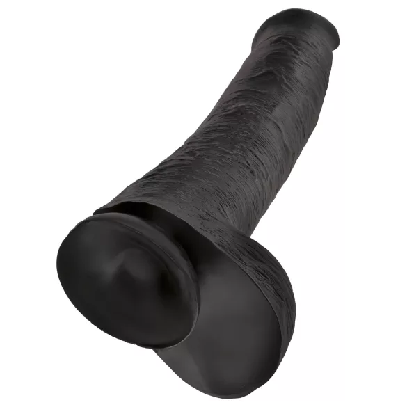 King Cock 15 - dildo med sugkopp och pung - svart 38cm