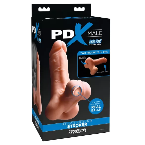 PDX Reach Around - onanidocka och penissleeve - 2i1 - naturfärg