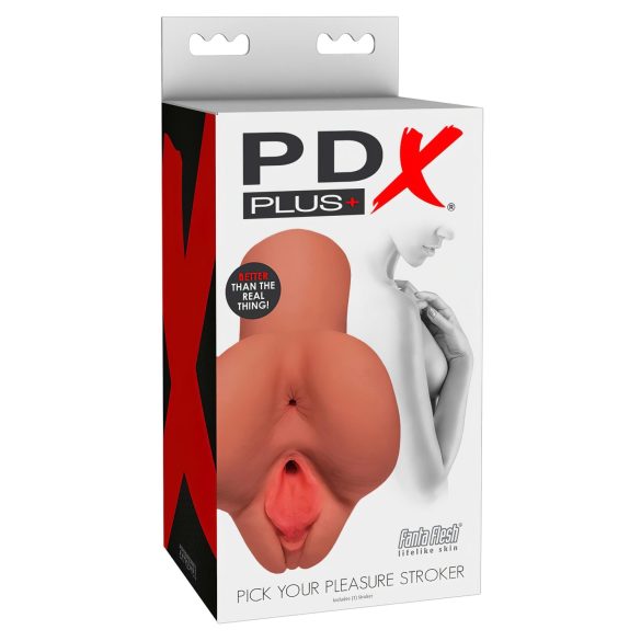PDX Välj Din Njutning - 2-i-1 vagina och anal masturbator (naturell)