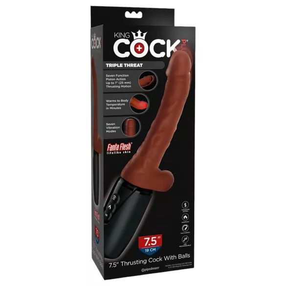 King Cock Plus 7,5 - vibrator med pung - brunt sexleksak