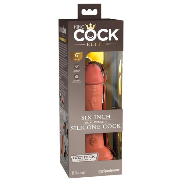 King Cock Elite 6 - realistisk dildo med sugkopp - 15 cm - mörk