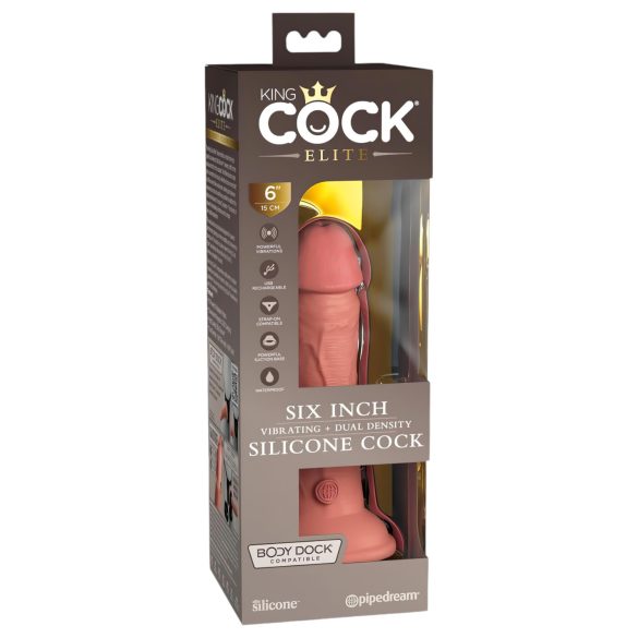 King Cock Elite 6 - sugkopp-vibrator (15 cm) - naturlig